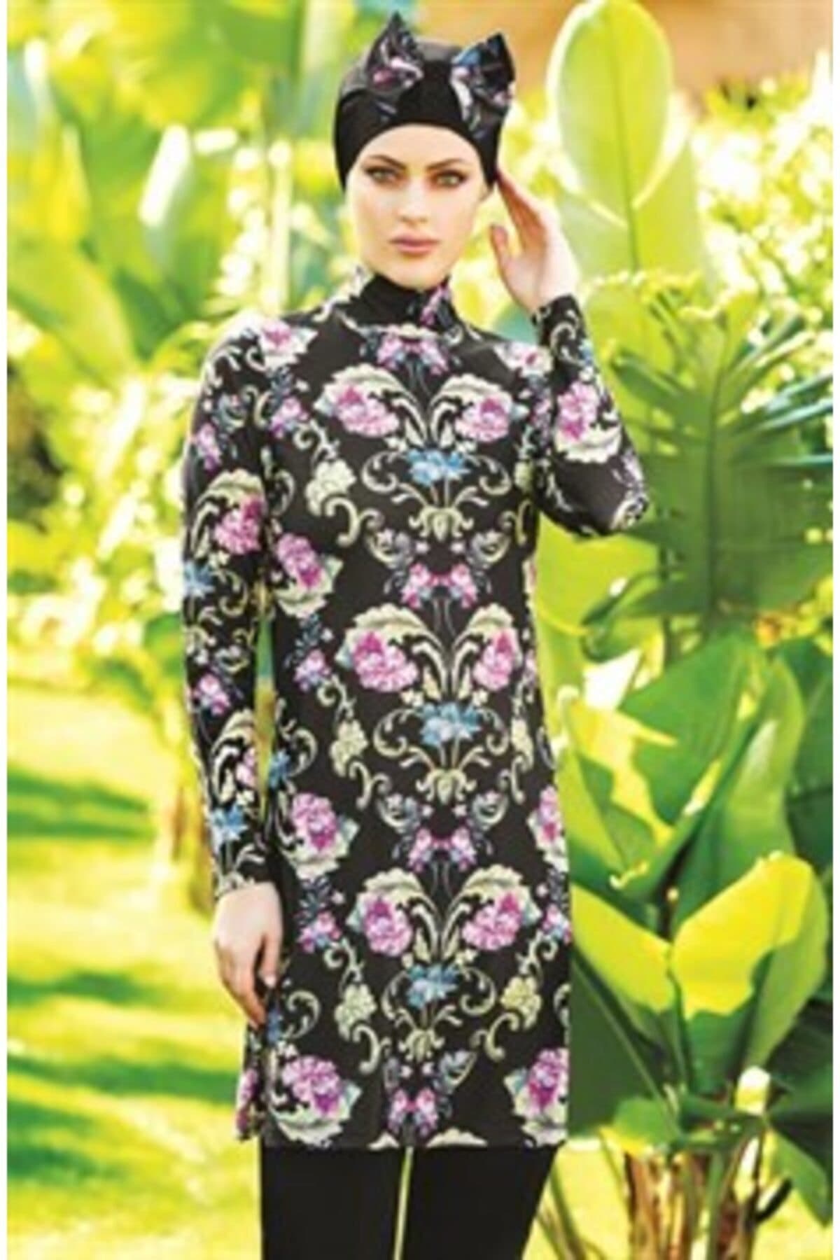 Karanfil Desenli Tesettür Mayo